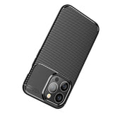 iPhone 13 Pro Carbon Fiber Fleksibelt Plastik Bagside Cover - Sort