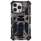 iPhone 13 Pro Camouflage Håndværker Bagside Cover m. Kickstand - Army Grøn