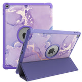 iPad 10.2" (2021 / 2020 / 2019) Imiteret Læder Flip Cover m. Pencil Holder - Lilla Marmor