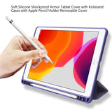 iPad 10.2" (2021 / 2020 / 2019) Imiteret Læder Flip Cover m. Pencil Holder - Lilla Marmor