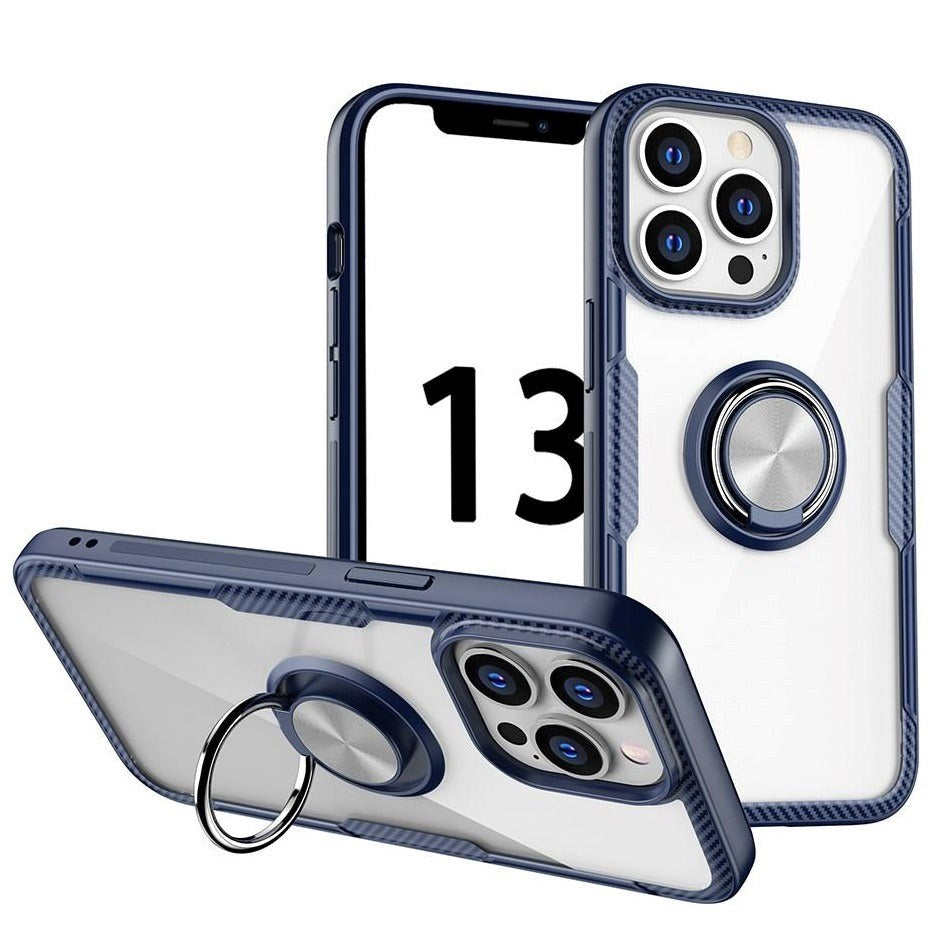 iPhone 13 Pro Håndværker Bagside Cover m. Magnetisk Kickstand - Gennemsigtig / Blå