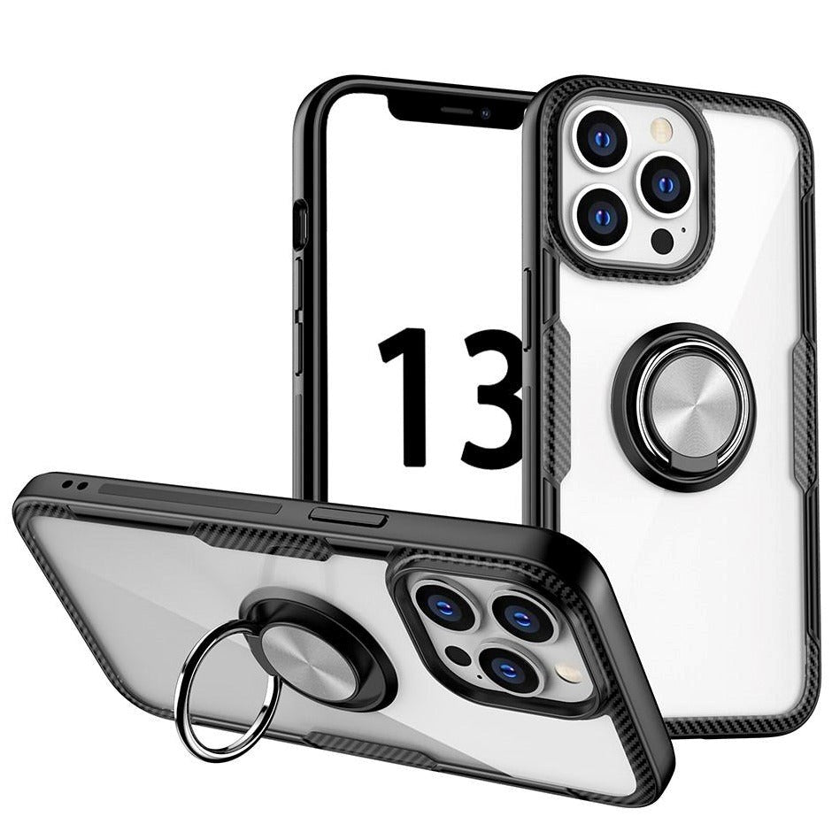 iPhone 13 Pro Håndværker Bagside Cover m. Magnetisk Kickstand - Gennemsigtig / Sølv