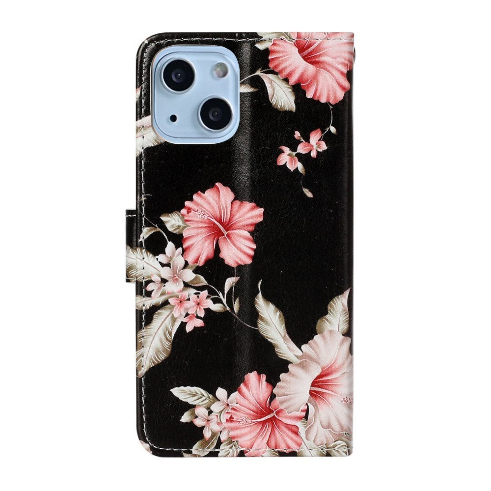 EIDERWOOD iPhone 13 Mini Læder Flip Cover m. Pung & Print - Azalea Blomst