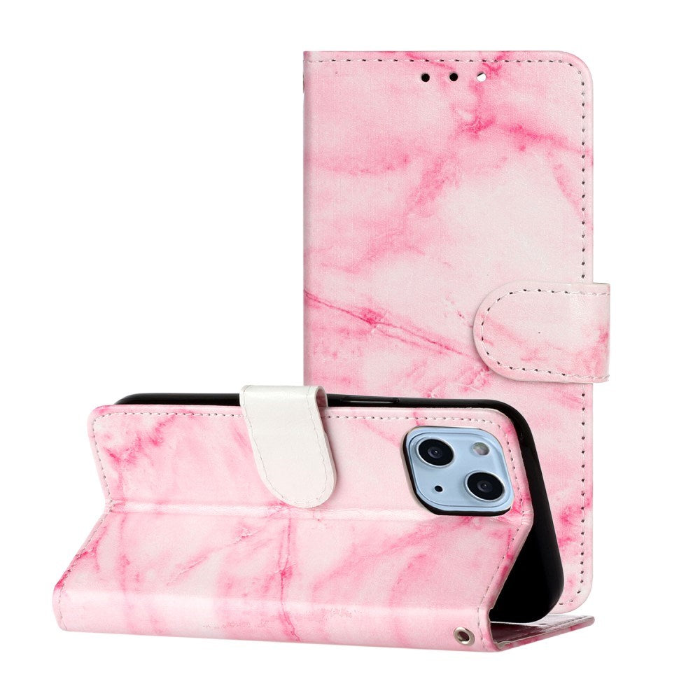 EIDERWOOD iPhone 13 Mini Læder Flip Cover m. Pung & Print - Pink