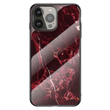 iPhone 13 Pro Max Fleksibelt Plastik Bagside Cover m. Glasbagside - Blodrød Marmor