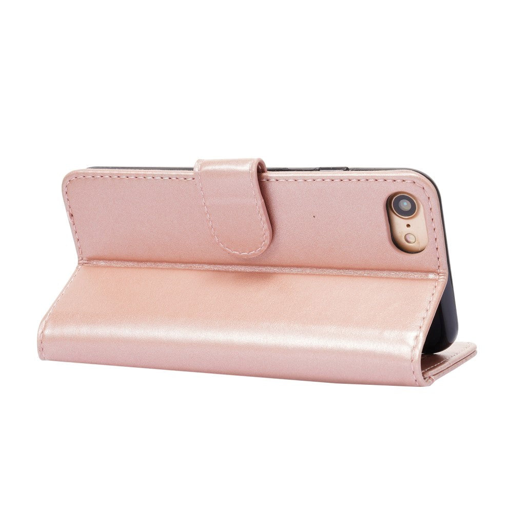 iPhone SE (2022 / 2020) / 8 / 7 Flip Cover m. Pung - Lodret Syning - Rose Gold