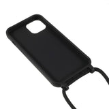 iPhone 13 Mini Fleksibelt Plastik Bagside Cover m. Snor / Strop - Sort