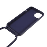 iPhone 13 Mini Fleksibelt Plastik Bagside Cover m. Snor / Strop - Mørkeblå