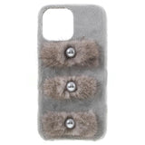 iPhone 13 Plastik Bagside Cover - Plysbelagte Kærlighedsperler - Grå
