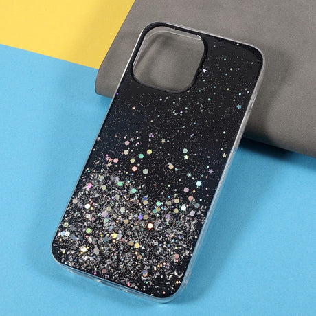 iPhone 13 Mini Glitter Bagside Cover - Sort