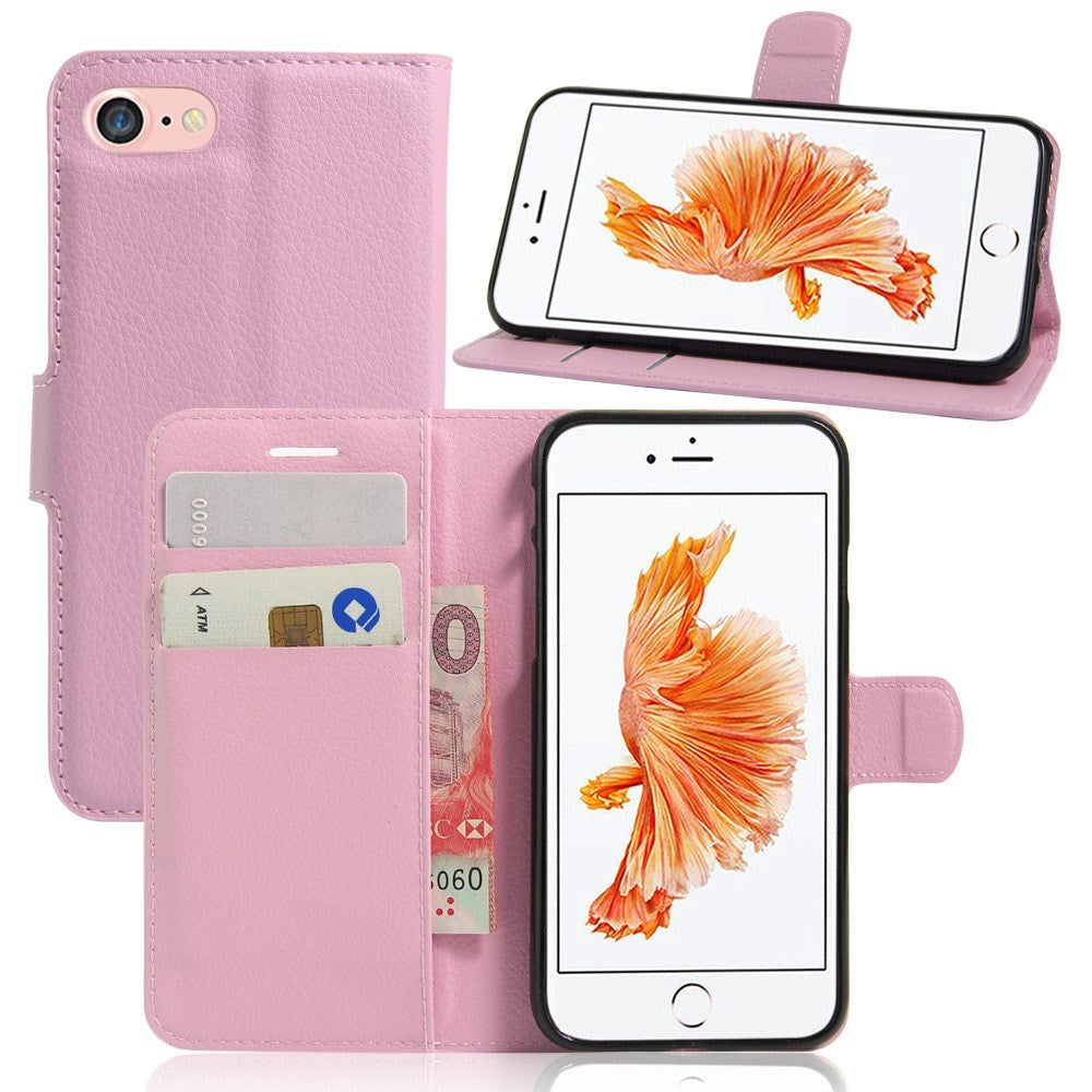 Apple iPhone SE (2022/2020)/8/7 Litchi FlipCover m. Kortholder - Pink