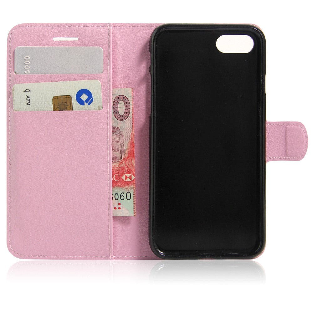 Apple iPhone SE (2022/2020)/8/7 Litchi FlipCover m. Kortholder - Pink