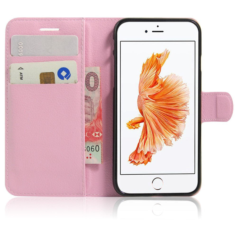 Apple iPhone SE (2022/2020)/8/7 Litchi FlipCover m. Kortholder - Pink