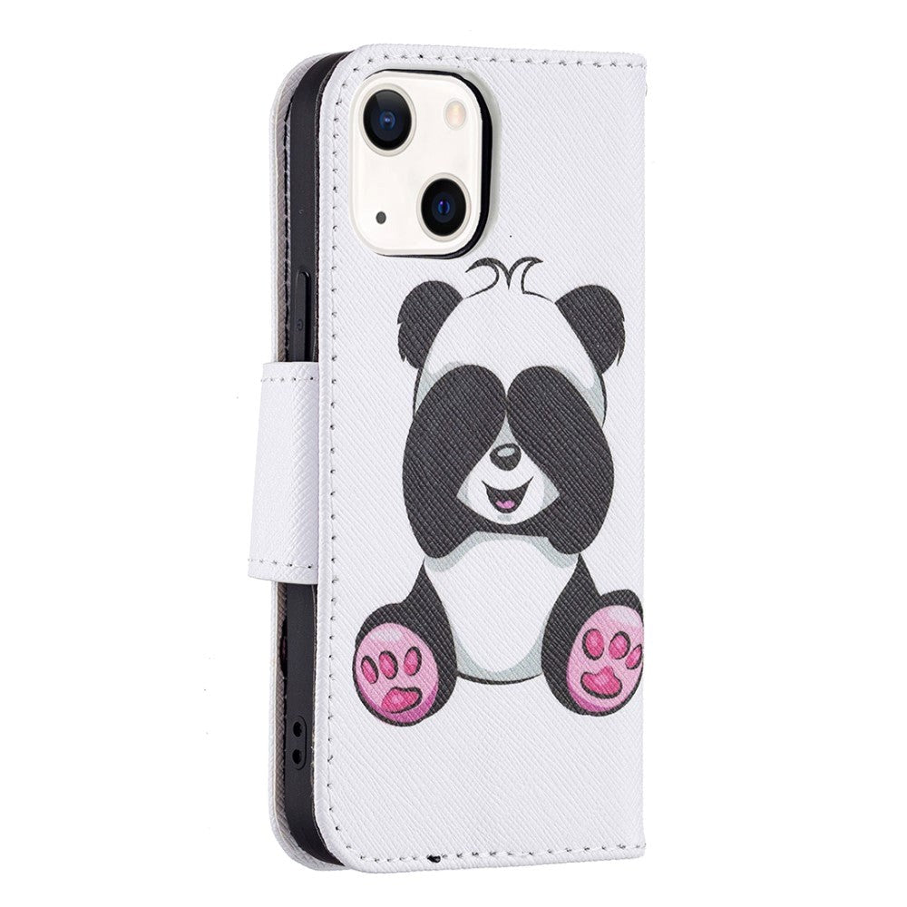 iPhone 13 Læder Flip Cover m. Pung - Panda