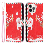 iPhone 13 Pro Læder Jule Flip cover m. Pung - Julemand & Rudolf