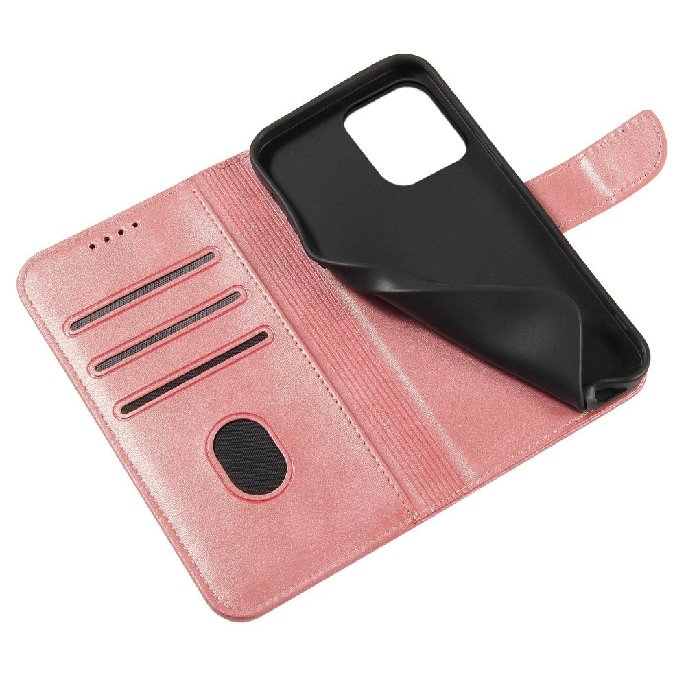 iPhone 13 Mini Læder Flip Cover m. Pung & Magnetisk Luk - Rose Gold