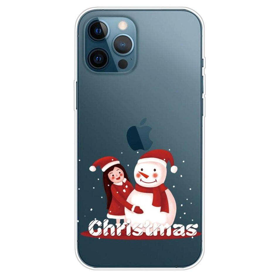 iPhone 13 Pro TPU Plast Julecover - Merry Christmas - Pige & Snemand