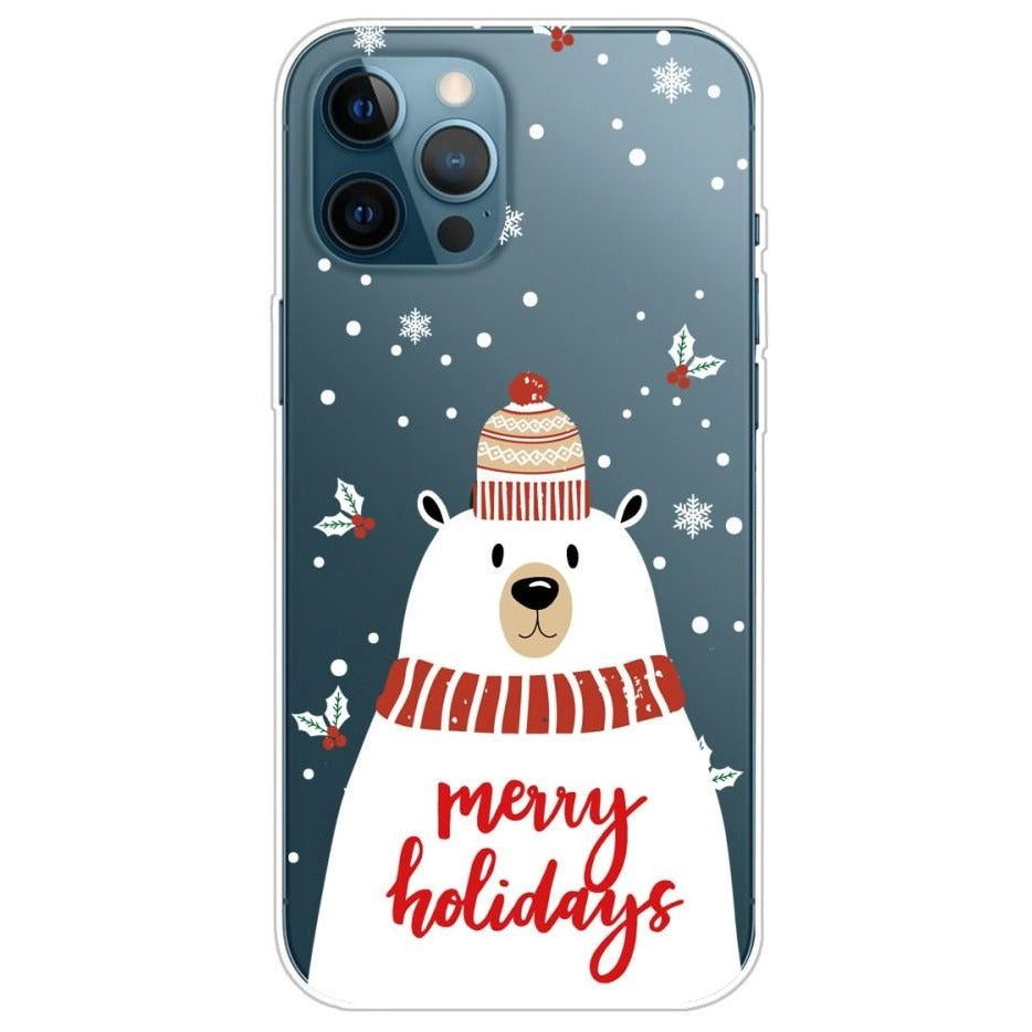 iPhone 13 Pro TPU Plast Julecover - Merry Christmas - Isbjørn