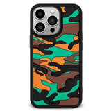 iPhone 13 Pro Fleksibel Silikone Bagside Cover - Camouflage - Orange