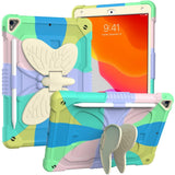 iPad 10.2" (2021 / 2020 / 2019) Butterfly Kickstand Børne Cover - Regnbue V2