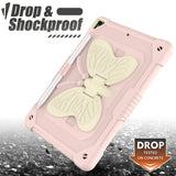 iPad 10.2" (2021 / 2020 / 2019) Butterfly Kickstand Børne Cover - Lyserød & Grå