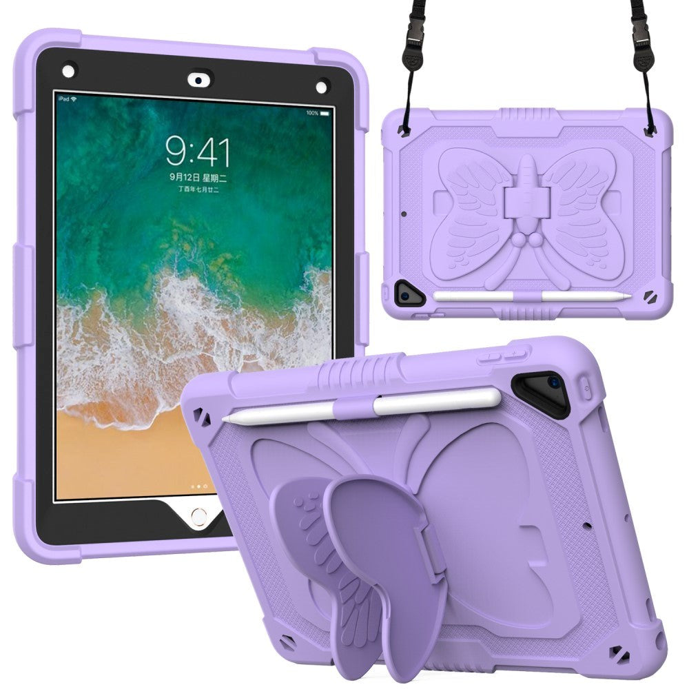 iPad (2018) / iPad (2017) / iPad Air / iPad Air 2 Butterfly Kickstand Børne Cover - Lilla