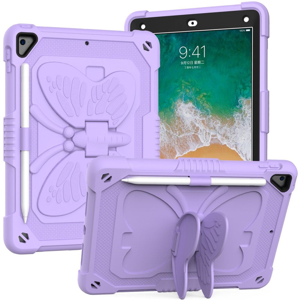 iPad (2018) / iPad (2017) / iPad Air / iPad Air 2 Butterfly Kickstand Børne Cover - Lilla