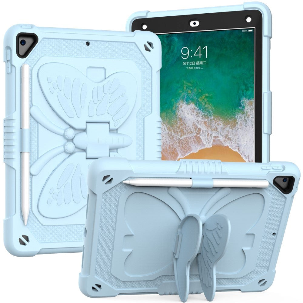 iPad (2018) / iPad (2017) / iPad Air / iPad Air 2 Butterfly Kickstand Børne Cover - Blå