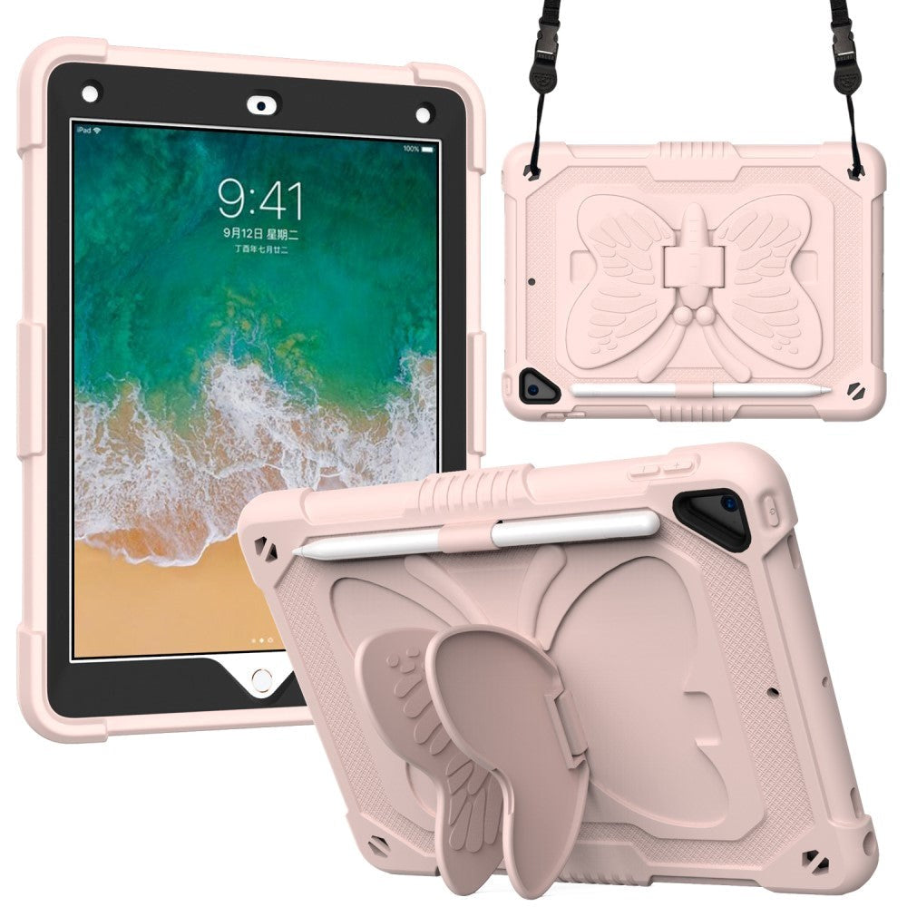 iPad (2018) / iPad (2017) / iPad Air / iPad Air 2 Butterfly Kickstand Børne Cover - Pink