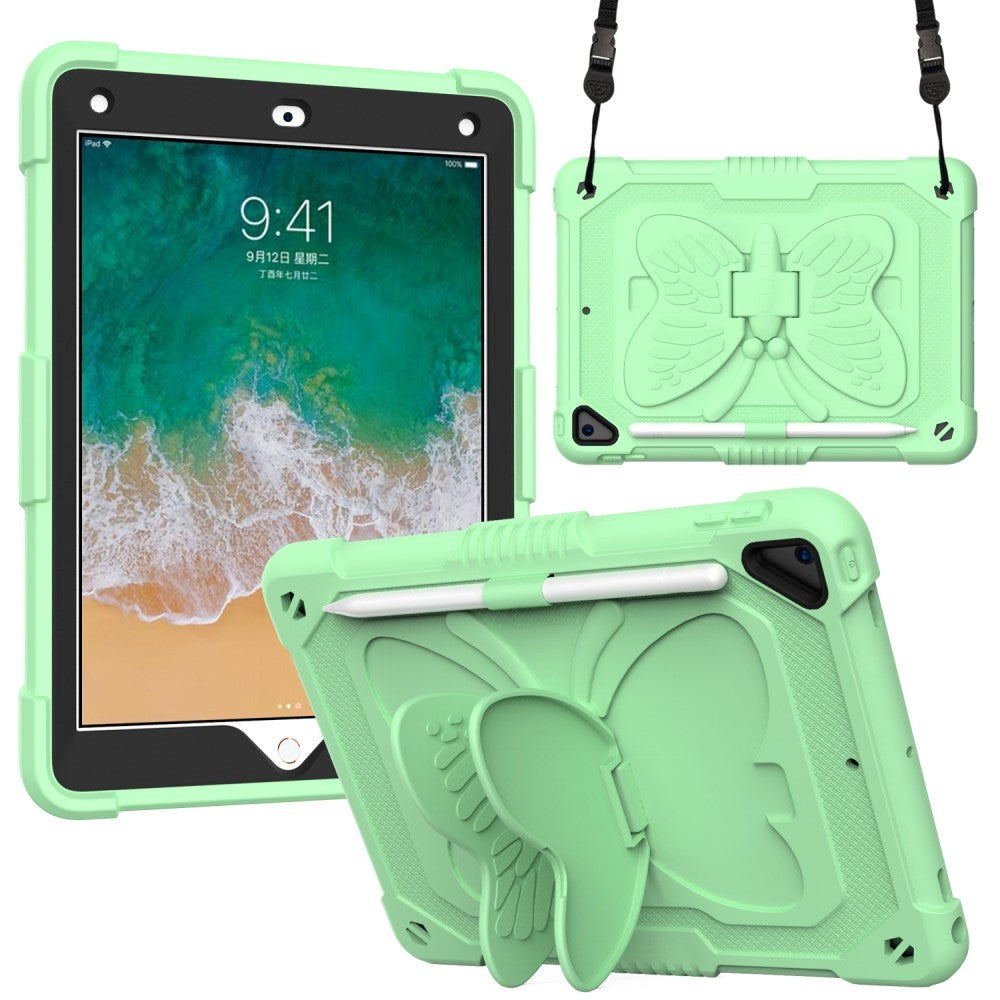 iPad (2018) / iPad (2017) / iPad Air / iPad Air 2 Butterfly Kickstand Børne Cover - Grøn