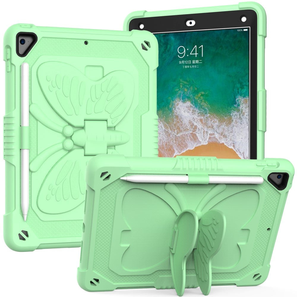 iPad (2018) / iPad (2017) / iPad Air / iPad Air 2 Butterfly Kickstand Børne Cover - Grøn