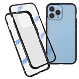 iPhone 13 Pro Magnetisk Metal Cover m. Glas Forside & Bagside - Sort