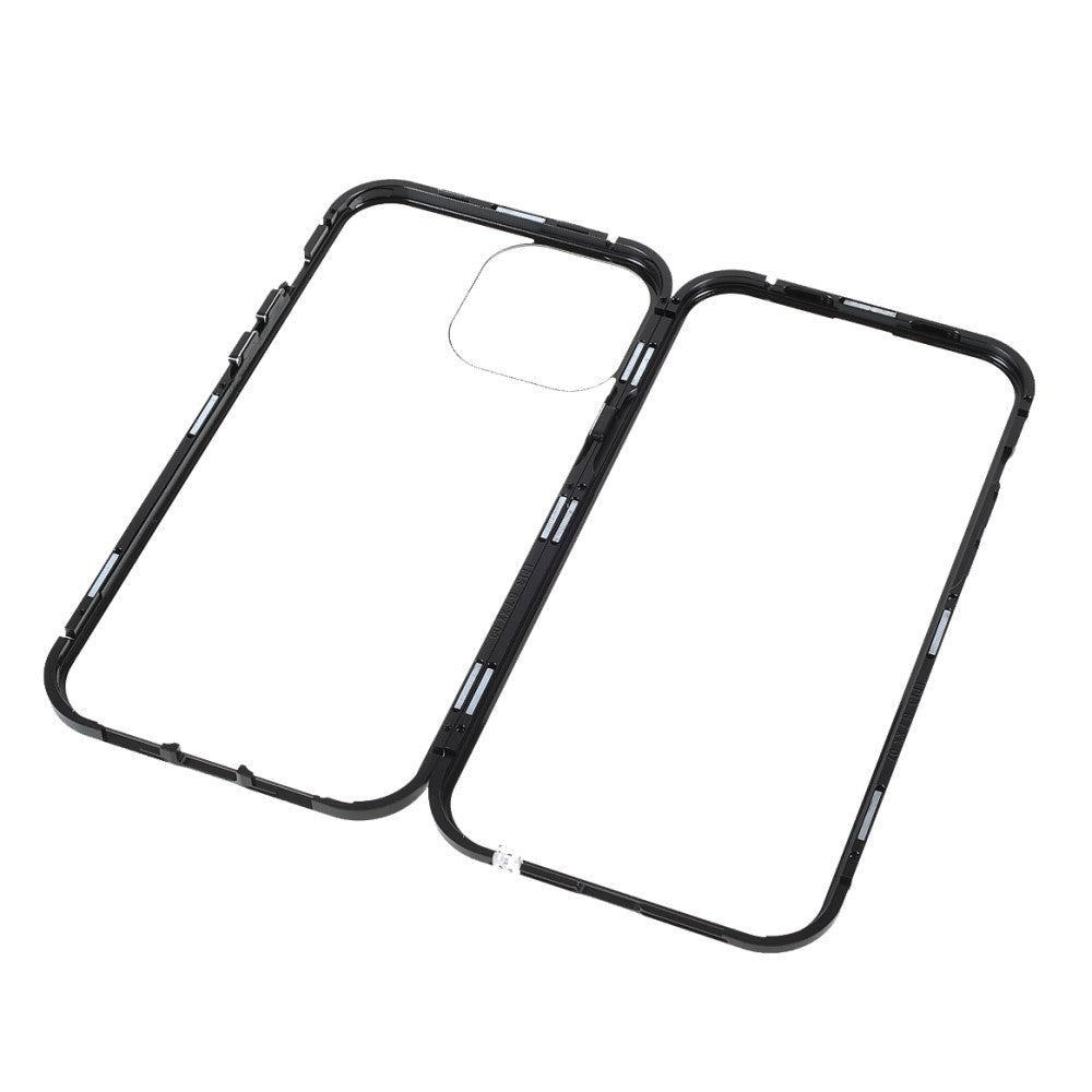iPhone 13 Pro Magnetisk Metal Cover m. Glas Forside & Bagside - Sort
