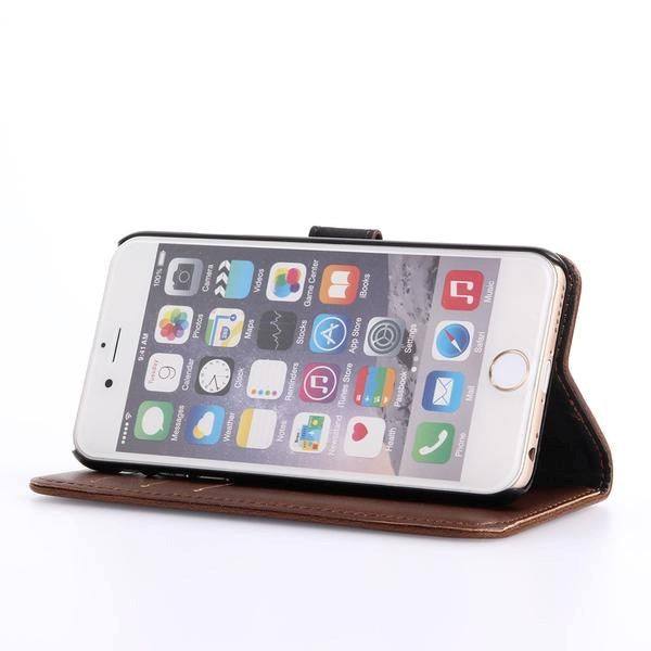 iPhone SE (2022/2020)/8/7 Wallet Læder Cover m. Pung Mørkebrun