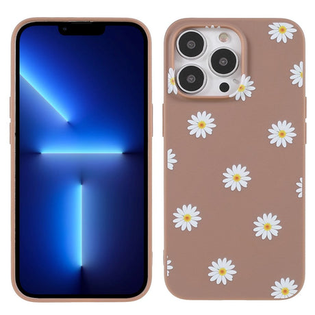 iPhone 13 Pro Fleksibelt Plastik Bagside Cover m. Blomster - Brun