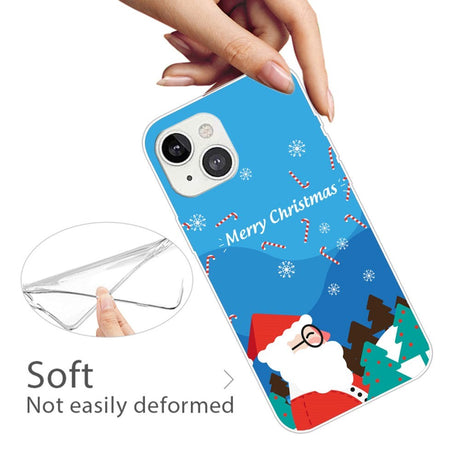 iPhone 13 Fleksibelt Plast Bagside Julecover - Merry Christmas - Julemanden i Snevejr