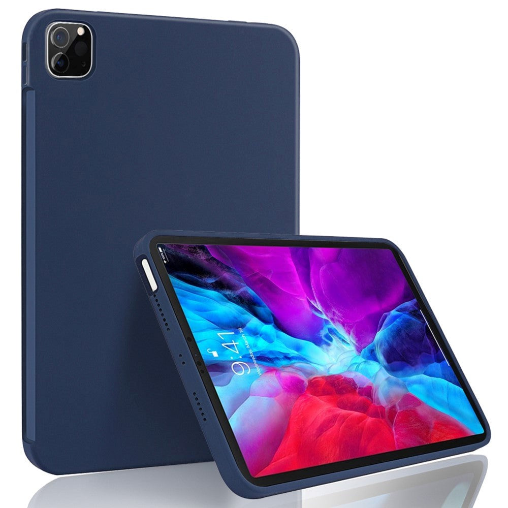 iPad Pro 12.9" (2022 / 2021 / 2020 /2018) / Air 13" (2024) Liquid Silikone Shockproof Bagside Cover - Mørkeblå