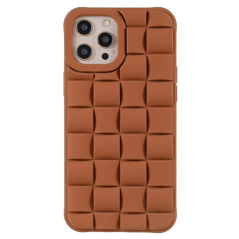 iPhone 13 Pro Gitter Tekstur Silikone Bagside Cover - Brun