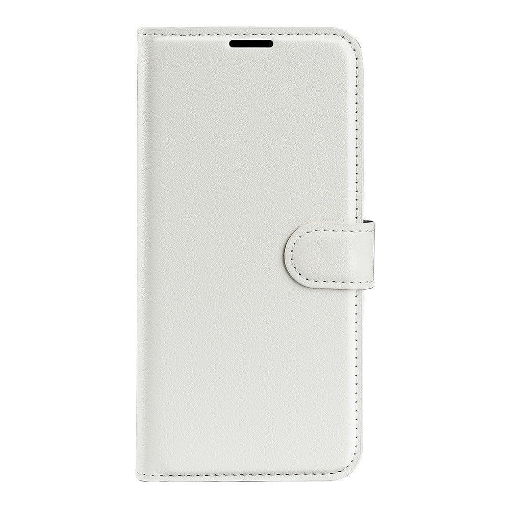 iPhone 14 PU Litchi Læder Flip Cover m. Pung & Ståfunktion - Hvid