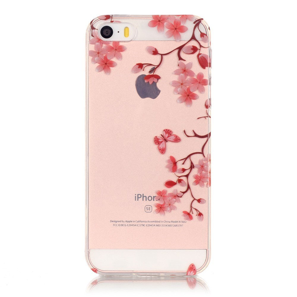 EIDERWOOD iPhone SE / 5 / 5s Fleksibel Plastik Bagside Cover m. Print - Blomster og Sommerfugle