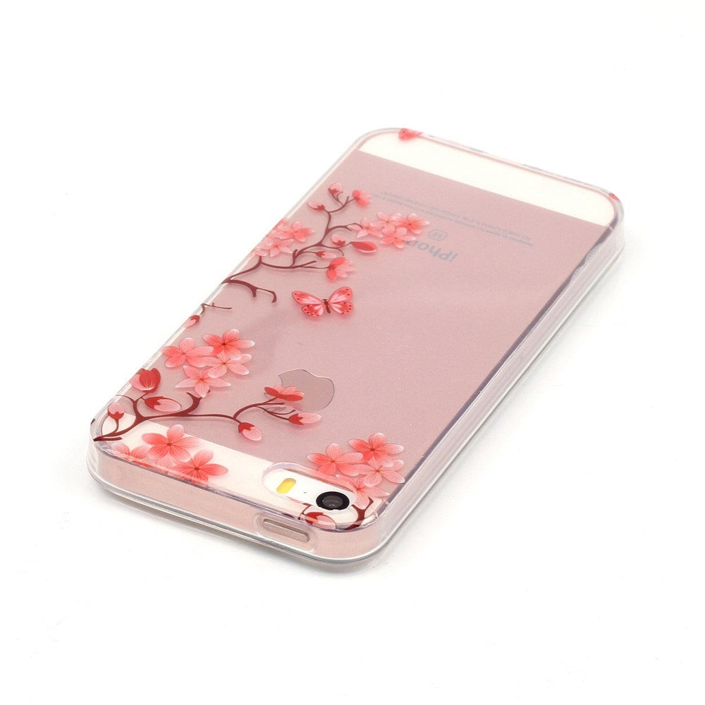 EIDERWOOD iPhone SE / 5 / 5s Fleksibel Plastik Bagside Cover m. Print - Blomster og Sommerfugle