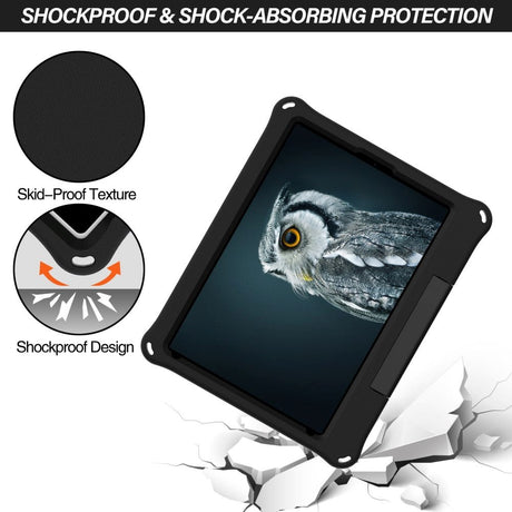 iPad 10.2" (2021 / 2020 / 2019) EVA-skum Børne Cover m. Ring Kickstand - Sort