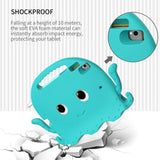 iPad (2018) / iPad (2017) / iPad Air 2 / iPad Pro 9.7" EVA Børnecover m. Skulderstrop - Blæksprutte Tema - Turkis