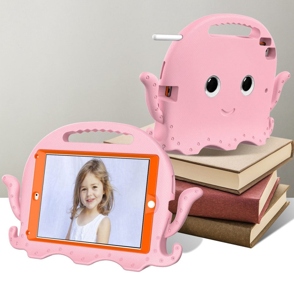 iPad (2018) / iPad (2017) / iPad Air 2 / iPad Pro 9.7" EVA Børnecover m. Skulderstrop - Blæksprutte Tema - Lyserød