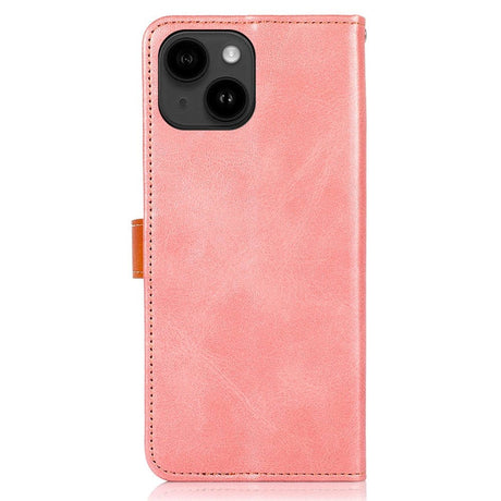 iPhone 14 Plus Khazneh Læder Flip Cover m. Pung & Kortholder - Rose Gold