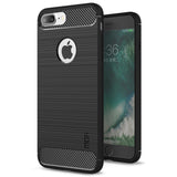 iPhone 7 Plus / 8 Plus Mofi Brushed Carbon Fiber Fleksibelt Plastik Bagside Cover - Sort