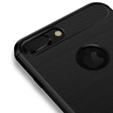 iPhone 7 Plus / 8 Plus Mofi Brushed Carbon Fiber Fleksibelt Plastik Bagside Cover - Sort