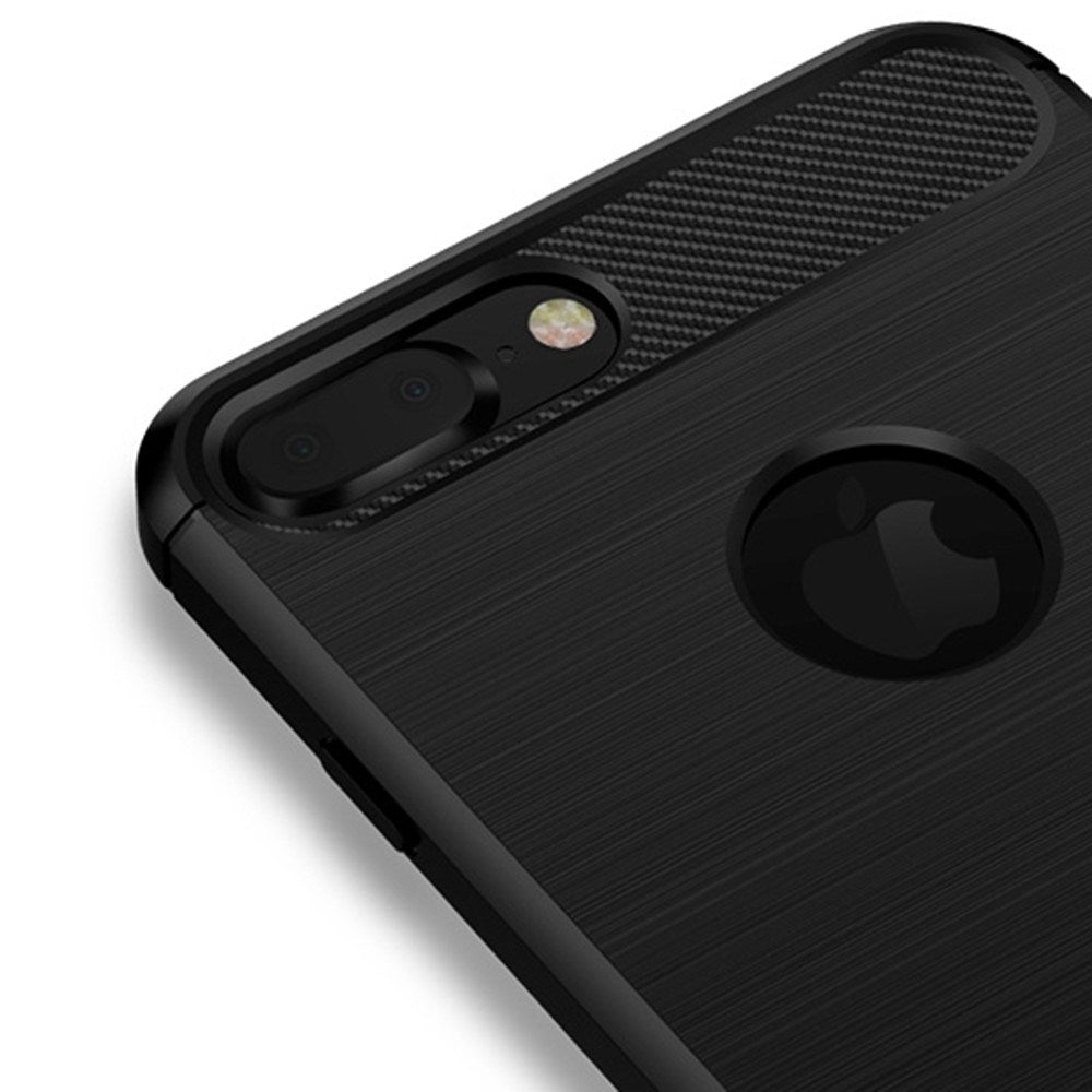 iPhone 7 Plus / 8 Plus Mofi Brushed Carbon Fiber Fleksibelt Plastik Bagside Cover - Grå