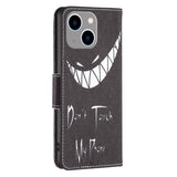 iPhone 14 Plus Læder Flip Cover m. Pung & Print - "Don't Touch My Phone"