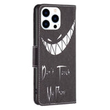 iPhone 14 Pro Læder Flip Cover m. Pung & Print - "Don't Touch My Phone"